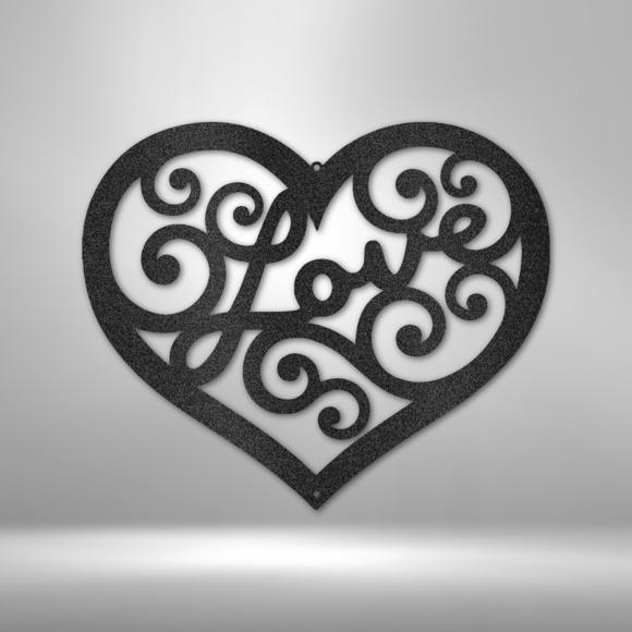 Love Swirl Steel Sign Laser Cut Powder Coated Home & Office Metal Wall Decor Mul